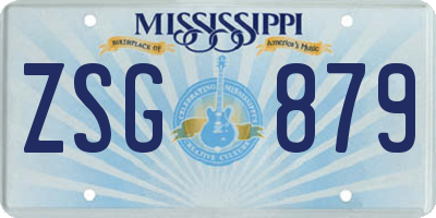 MS license plate ZSG879