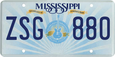 MS license plate ZSG880