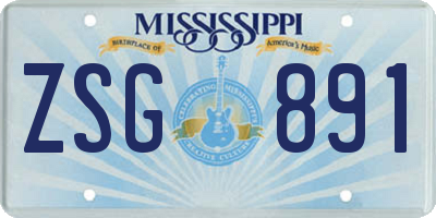 MS license plate ZSG891