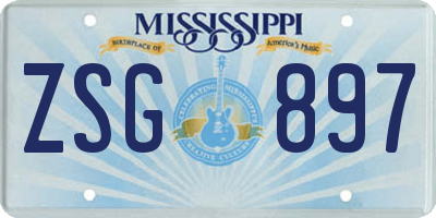 MS license plate ZSG897