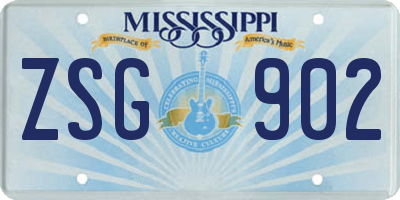 MS license plate ZSG902