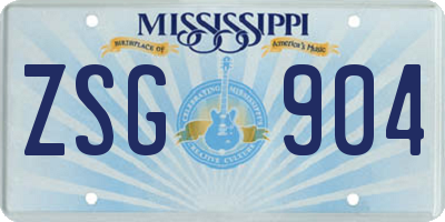 MS license plate ZSG904