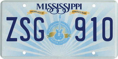 MS license plate ZSG910