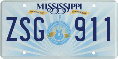 MS license plate ZSG911