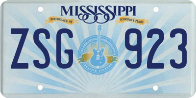 MS license plate ZSG923