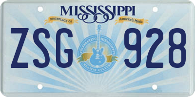 MS license plate ZSG928