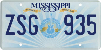 MS license plate ZSG935