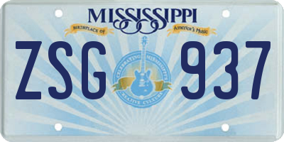 MS license plate ZSG937