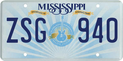 MS license plate ZSG940
