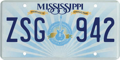 MS license plate ZSG942