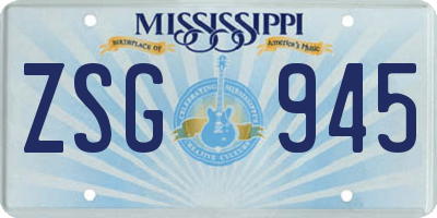 MS license plate ZSG945