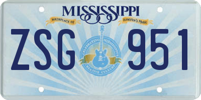 MS license plate ZSG951