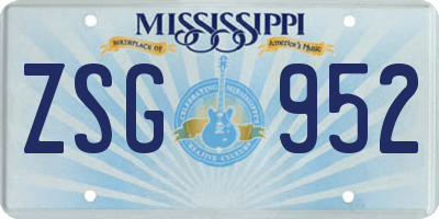 MS license plate ZSG952
