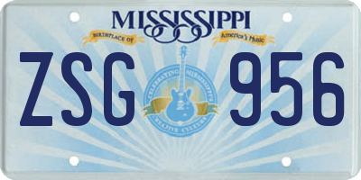 MS license plate ZSG956