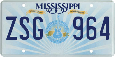 MS license plate ZSG964