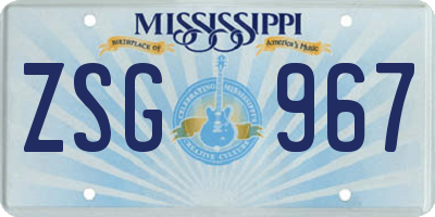 MS license plate ZSG967