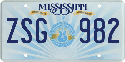 MS license plate ZSG982
