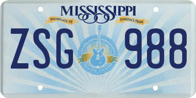 MS license plate ZSG988