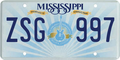 MS license plate ZSG997