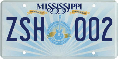 MS license plate ZSH002