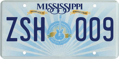 MS license plate ZSH009