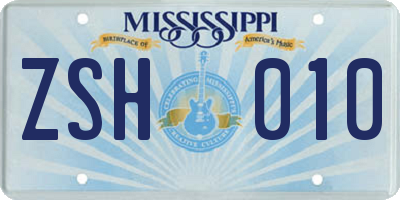 MS license plate ZSH010