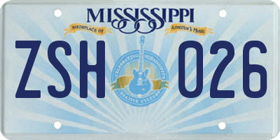 MS license plate ZSH026