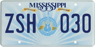 MS license plate ZSH030
