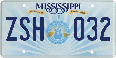 MS license plate ZSH032