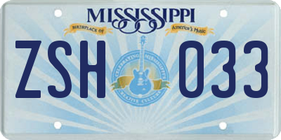MS license plate ZSH033