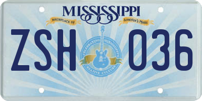 MS license plate ZSH036