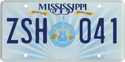 MS license plate ZSH041