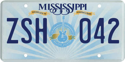 MS license plate ZSH042