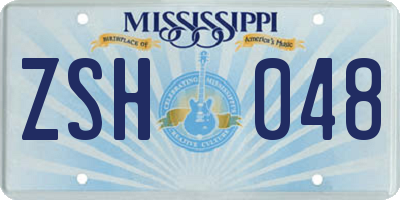 MS license plate ZSH048