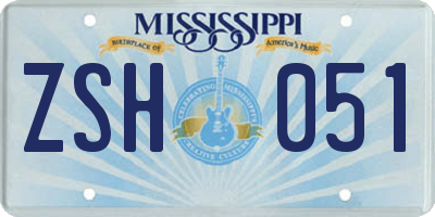 MS license plate ZSH051
