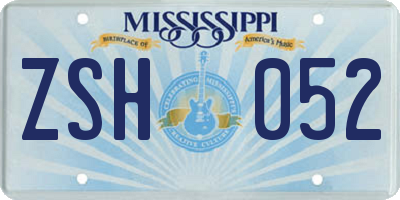 MS license plate ZSH052