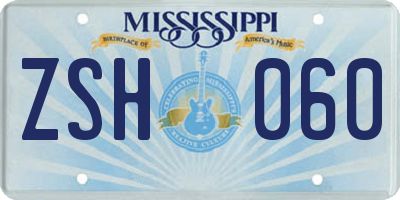 MS license plate ZSH060