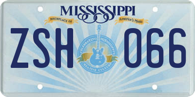 MS license plate ZSH066