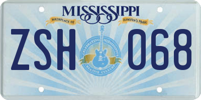 MS license plate ZSH068