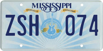 MS license plate ZSH074