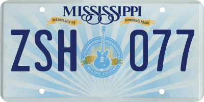 MS license plate ZSH077