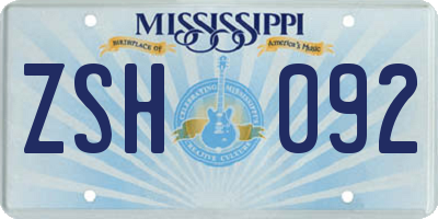 MS license plate ZSH092