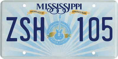 MS license plate ZSH105