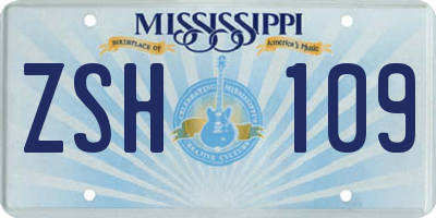 MS license plate ZSH109