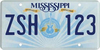 MS license plate ZSH123