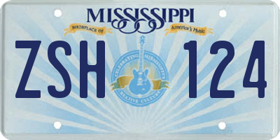 MS license plate ZSH124