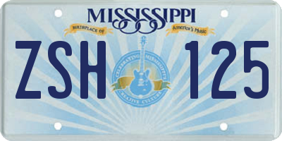 MS license plate ZSH125