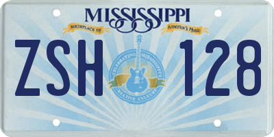 MS license plate ZSH128