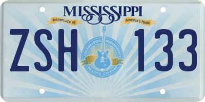 MS license plate ZSH133