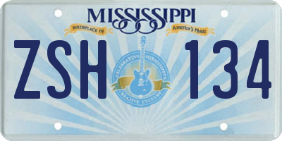 MS license plate ZSH134